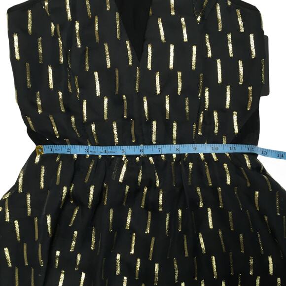 Guess Dress Black Gold Foil Taffeta High Low Hem Formal Women's 2 NEW small flaw - Picture 5 of 14